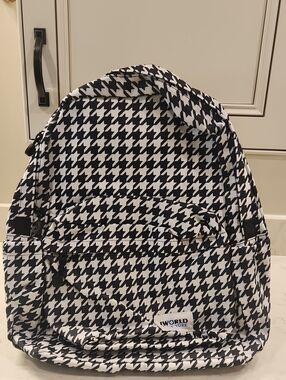 World at Work Black & White Houndstooth Backpack